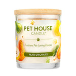 Pet House Candle with pear orchard scent on a white background
