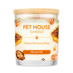 Pet House Candle with pecan pie fragrance on a white background