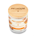 Pet House Candle with pecan pie design on a white background
