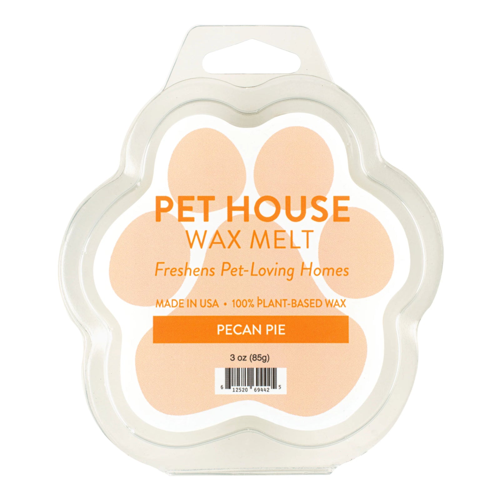 Pet House Wax Melt packaging with paw print design on a white background