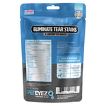 Blue packaging of PETEYEZ product for eliminating tear stains and supporting eye health on a white background.