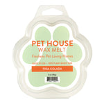 Pet House Wax Melt packaging with paw shape and 'Pina Colada' flavor on a white background