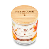 Pet House Candle with pumpkin spice scent on a white background