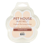 Pet House Wax Melt packaging with paw shape and pumpkin spice flavor on a white background