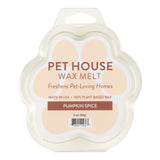 Pet House Wax Melt packaging with paw shape and pumpkin spice flavor on a white background