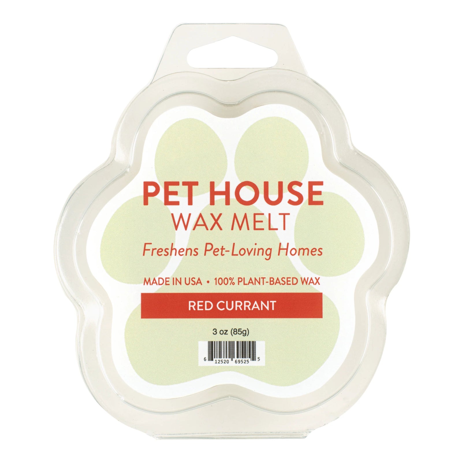 Pet House Wax Melt packaging with paw print design on a white background
