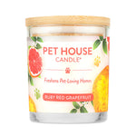 Pet House Candle with ruby red grapefruit flavor on a white background