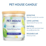 Pet House Candle with sea salt and citrus scent on a white background