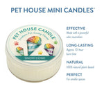 Pet House Mini Candle with snow cone flavor packaging on a white background