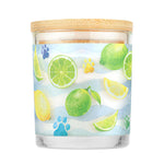 Candle with lemon and lime design on a white background