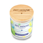 Pet House Candle with sea salt and citrus scent on a white background