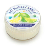 Pet House Candle with sea salt and citrus scent on a white background