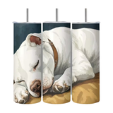 Sleeping White Pitbull Stainless Steel Tumbler 20oz