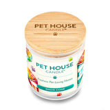 Pet House Candle with a wooden lid on a white background
