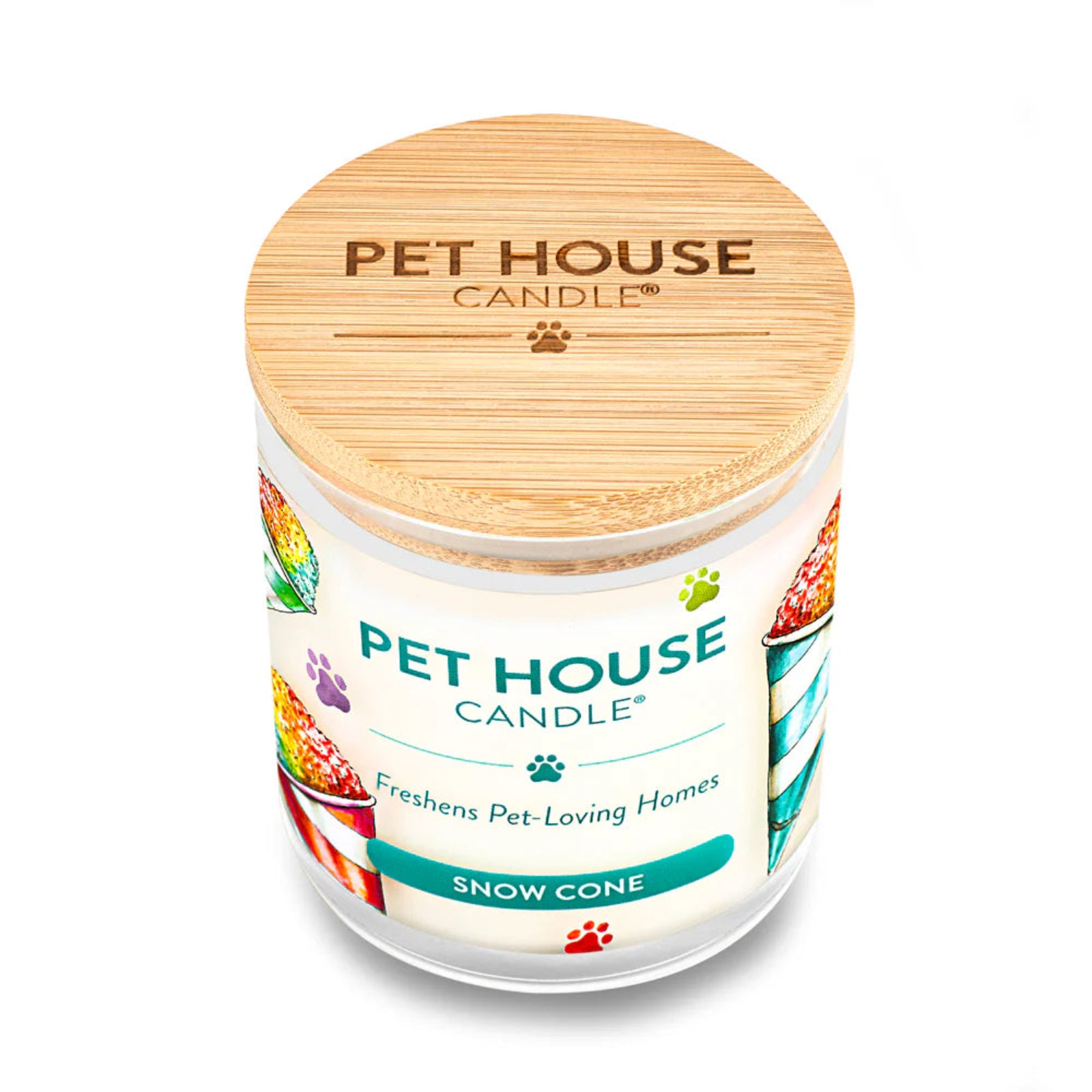 Pet House Candle with a wooden lid on a white background