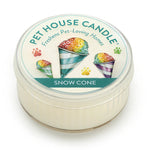 Pet House Candle with snow cone design on a white background