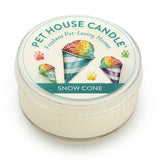 Pet House Candle with snow cone design on a white background