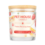 Pet House Candle with strawberry shortcake flavor on a white background