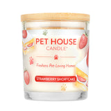 Pet House Candle with strawberry shortcake flavor on a white background