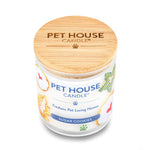 Pet House Candle with a wooden lid on a white background