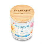Pet House Candle with wooden lid on a white background