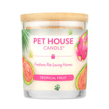 Pet House Candle with tropical fruit design on a white background
