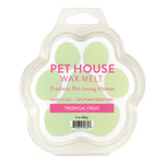 Pet House Wax Melt packaging with paw design and tropical fruit flavor on a white background