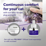Advertisement for FELIWAY Optimal refill with a cat being comforted by a hand.