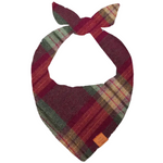 Plaid dog bandana with a knot on a white background