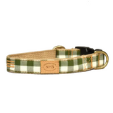 Finnegan's Olive Big Gingham Collar