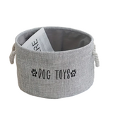 Foldable Canvas Basket Dog Toys Pawprint Design