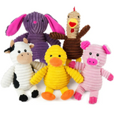 Assorted Plush Farm Animal Dog Toy