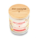 Pet House Candle with wooden lid on a white background