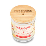 Pet House Candle with wooden lid on a white background