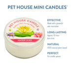 Pet House Mini Candle with water lilies design on a white background