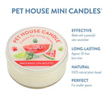 Pet House Mini Candle with watermelon mojito flavor on a white background