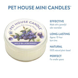 Pet House Mini Candle with wild blueberries flavor on a white background