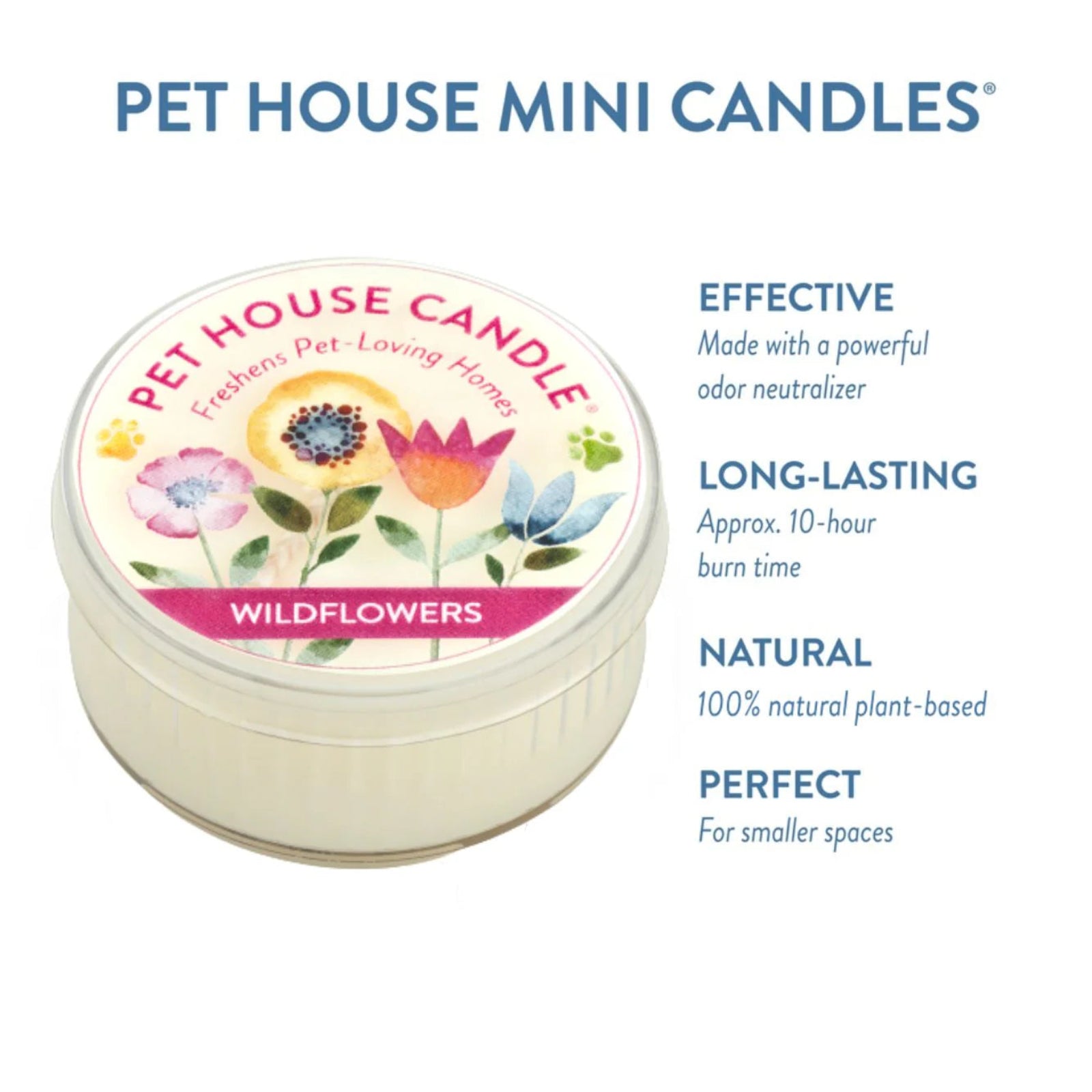 Pet House Mini Candle with floral design on a white background