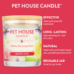 Pet House Candle with water lilies scent on a red background