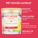Pet House Candle with water lilies scent on a red background