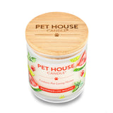 Pet House Candle with watermelon mojito flavor on a white background