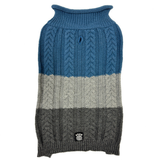 Colorblock Cable Rollneck Sweater Blue/Gray