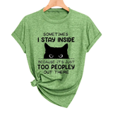 It's Just Too Peopley Black Cat Shirt Green