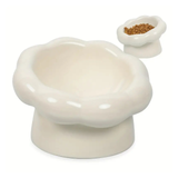 Cloud Shaped Elevated Ceramic Pet Bowl White