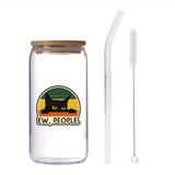 Ew, People Cat Glass Tumbler with Straw