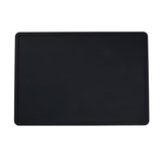 Black rectangular mat on a white background