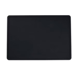 Black rectangular mat on a white background