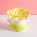 Elevated Ceramic Slow Feeder Flower Cat Bowl Yellow