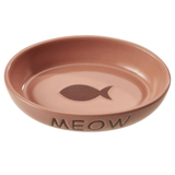 Portofino Cat Dish Oval Blush Pink Meow 6in