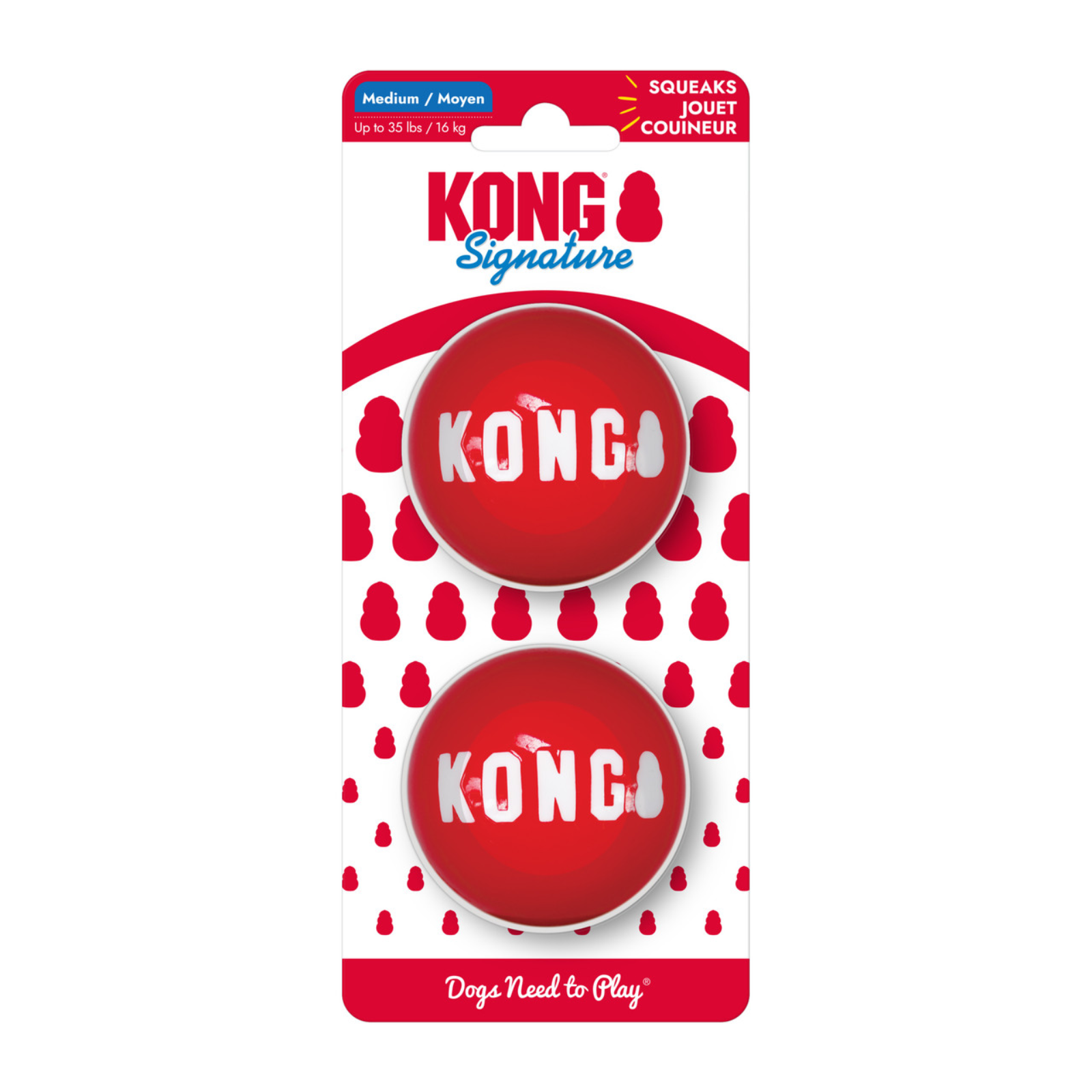 KONG Signature red balls packaging on a white background
